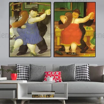 Знаменитые картины маслом на холсте, танцующие толстые джентльмен и леди, Европейская картина, рисунок, домашний декор, настенный художественный плакат в гостиной