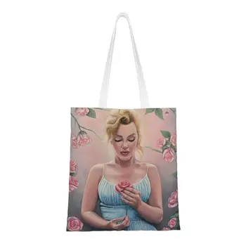 Изготовленная на заказ Холщовая Хозяйственная сумка Angel Singer Marilyns, женские Портативные сумки для покупок, американская модель, актриса, Тотализатор, сумки для покупок