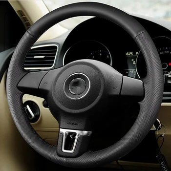 Изготовленная на заказ крышка рулевого колеса автомобиля из искусственной кожи для Volkswagen VW Jetta 13-16 Sagitar Bora Golf 6 2011-2013 Santana Polo