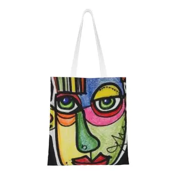 Изготовленная на заказ холщовая сумка для покупок Пабло Пикассо, женские моющиеся сумки для покупок в продуктовых магазинах
