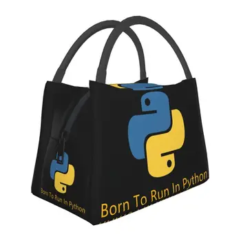 Изготовленные на заказ сумки для ланча Born To Run In Python, женские холодильники, термоизолированный ланч-бокс для поездок в офис