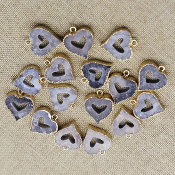 Изысканное позолоченное ожерелье из натурального камня, кулон, Агатовые серьги в форме сердца, Аксессуары для ювелирных изделий 