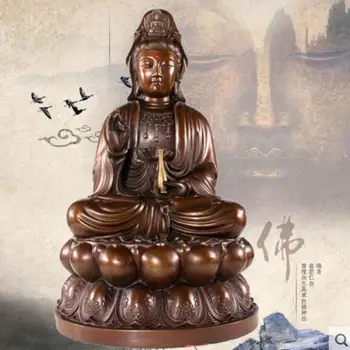 Китайская статуя Будды Гуаньинь из чистой меди офисные украшения для дома