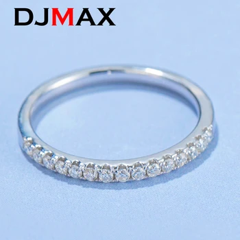 Кольца с муассанитом DJMAX S925 из стерлингового серебра Half Eternity с бриллиантом 1,5 мм, изысканное обручальное кольцо для женщин, подарок ювелирных изделий