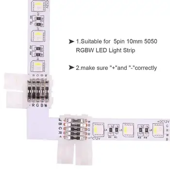 Комплект разъемов для светодиодной ленты 5Pin RGBW - включает Удлинитель провода RGBW длиной 16,4 фута с 5 контактами, 2 Т-образных разъема, 2 перемычки для светодиодной ленты