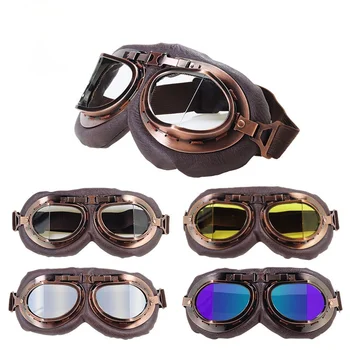 Коричневые Винтажные Мотоциклетные очки Мотоциклетные очки Ретро Шлем Велосипедные очки Спортивные Пылезащитные Очки для защиты глаз Кожаные оттенки