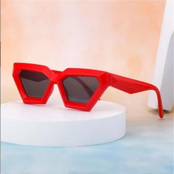 Красные солнцезащитные очки в толстой оправе для женщин в стиле хип-хоп Банди, роскошные очки унисекс, солнцезащитный козырек, зеркало