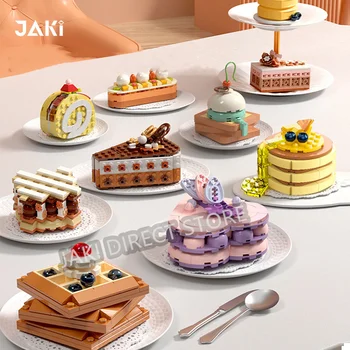 Креативный вкусный десерт, строительные блоки для торта, Алиса, Послеполуденный чай, швейцарский рулет, суфле, сборка, набор кирпичей, игрушки для девочек