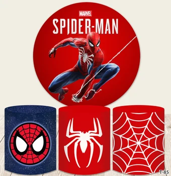 Круглый фон с изображением Человека-паука-супергероя Диснея, изготовленный на заказ для мальчиков, с Днем Рождения, украшения, Цилиндрические фоновые обложки