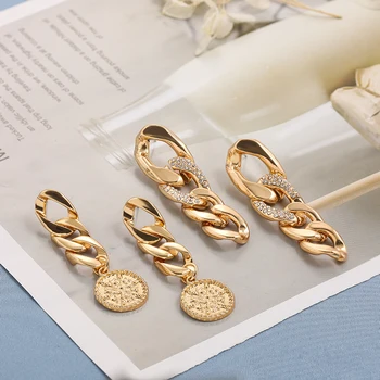 Металлическая цепочка золотого цвета, серьги-подвески с монетами для женщин, модные серьги с пирсингом в стиле панк, массивные серьги-пирсинги, подарки для вечеринок