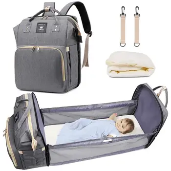 Многофункциональная переносная сумка для подгузников, складной детский дорожный Большой рюкзак, детская кроватка, столик для пеленания, накладки для улицы