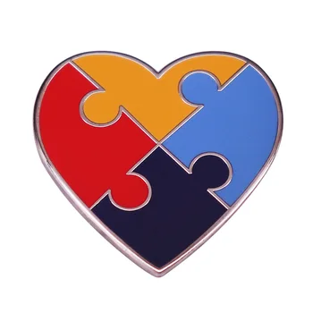 Многоцветная Осведомленность об аутизме Значок-головоломка в виде сердца, брошь-булавка, Подарок в поддержку Новизны