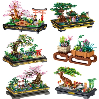 Модель дерева Бонсай, строительные блоки, набор для творчества, игрушки на день рождения, подарок для него или нее, блоки ботанической коллекции
