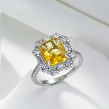 Модные кольца с кристаллами цвета шампанского для женщин, персонализированные креативные обручальные свадебные Украшения из желтого Циркония, аксессуары