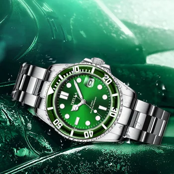 Модные часы Hetian Jade, мужские механические автоматические часы Green Waters с призрачным календарем, светящиеся часы Sapphire Business Reloj Hombre