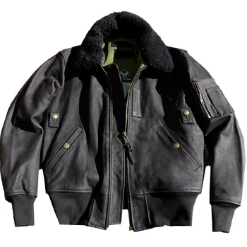 Мужская Летная Кожаная куртка B15 В Военном Прочном стиле, Зимняя Верхняя Одежда