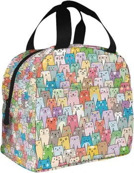 Мужская сумка для ланча с рисунком кошки, Милое домашнее животное, мультяшные животные, Забавный милый котенок, многоразовая сумка для ланча в стиле Doddle для работы, школы