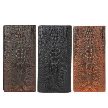 Мужской 3D кошелек из кожи аллигатора, двойной держатель для удостоверения личности, кошелек, длинный клатч, бумажник Au02 21, прямая поставка