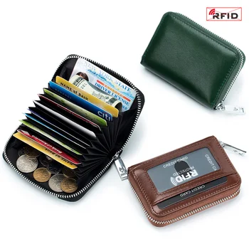 Мужской кошелек из натуральной кожи, мужская сумка для карт, многопозиционный RFID Кожаный набор органных карт на молнии, кошелек для монет, Новый женский кошелек для карт
