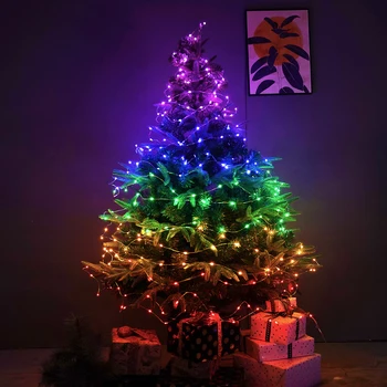 Новая 100-метровая 1000-светодиодная Рождественская елка, сказочные гирлянды RGB с дистанционным управлением, водонепроницаемое мерцающее украшение для сада Oudoor к празднику 2022 года