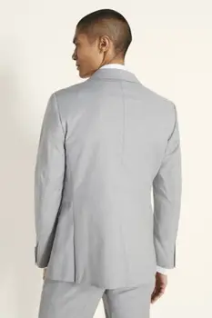 Новейший дизайн Светло-серый Свадебный костюм Мужчины Жениха Приталенный смокинг Блейзер terno masculin Повседневные мужские костюмы на заказ Куртка Брюки