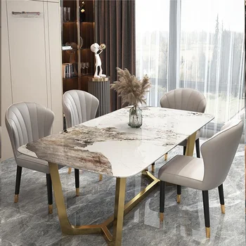 Обеденный стол с мраморной столешницей, Стулья для ресторана, большой Семьи, Современный минималистичный Кухонный стол для ужина, Итальянская Мебель