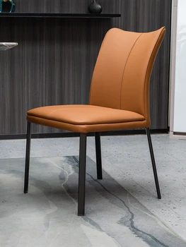 Обеденный стул Cream Style Home Итальянский Минималистичный Роскошный Новый Обеденный Стул из кожи в Скандинавском стиле