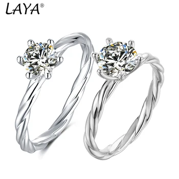 Обручальное кольцо с муассанитом ЛАЙЯ 0,5 карата из стерлингового серебра с круглым бриллиантом, Обручальные кольца в виде пасьянса, подарок 2023 года