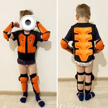 Оранжевый Детский Детский Молодежный Мотокросс, защитный жилет для всего тела, броня, квадроцикл, Байк, Внедорожные костюмы, Защитная защита
