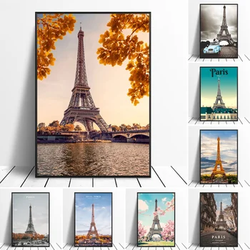 Плакат Four Seasons с изображением Эйфелевой башни в Париже, знаменитый французский пейзаж, холст, настенные принты, картина для домашнего декора комнаты
