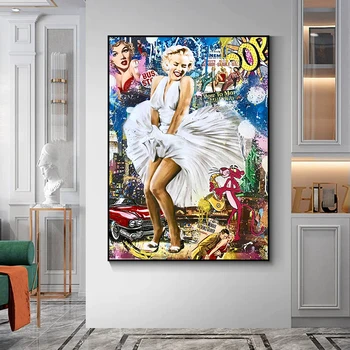 Плакат Мэрилин Монро, картины на холсте, модные, сексуальные Женские граффити, уличный поп-арт, настенные панно для украшения дома, комнаты