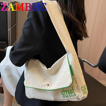 Повседневные холщовые сумки-мессенджеры с широкими боковыми сторонами для женщин, весенняя модная женская сумка для покупок, дорожные сумки и кошелек большой емкости
