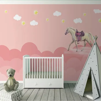 Пользовательские 3D Мультяшные Обои Розовый Мультфильм Фон Детской Спальни Обои Для Стен Спальни Papel De Parede Tapety Fresco