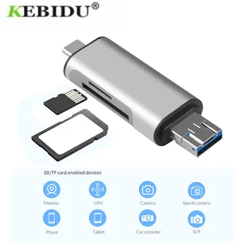Портативный Кард-ридер Kebidu 5 В 1 OTG Type C USB 2.0 USB A Micro USB Combo С 2 Слотами TF SD-Карты Для Быстрой Передачи Данных Смартфону ПК