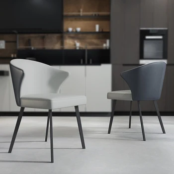 Расслабляющий стул для кофейни Современный простой домашний стул для отдыха с ножками из черной углеродистой стали, обитый тканью шезлонг для столовой