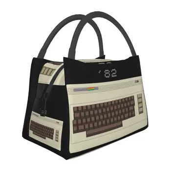 Ретро-пакеты для ланча Commodore 64 с изоляцией для пикника на открытом воздухе C64 Amiga, компьютерный портативный кулер, термальный ланч-бокс для женщин