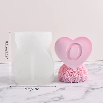 Силиконовая форма в виде 3D розового сердца для декора рабочего стола ручной работы, форма для ароматерапевтических свечей из гипсовой эпоксидной смолы для украшения дома