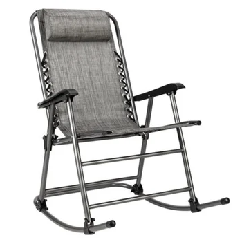 Складное кресло-качалка для отдыха Серого цвета С высокой воздухопроницаемостью и устойчивостью к ультрафиолетовому излучению Идеально подходит для гостиной, пляжа на заднем дворе или спортивных мероприятий
