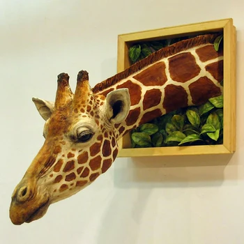 Скульптура Жирафа из смолы, Настенный Реквизит, Реалистичный Бюст Жирафа, Настенные Копии Декоративных предметов