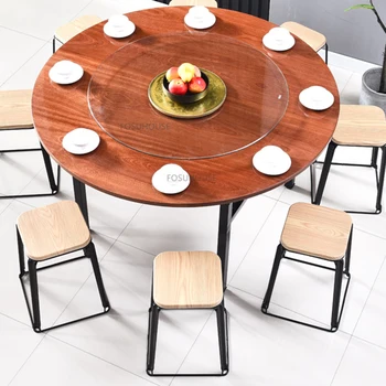 Современный обеденный стол из искусственной доски для домашней мебели Складной стол Портативный стеклянный поворотный стол Простота домашних круглых столов