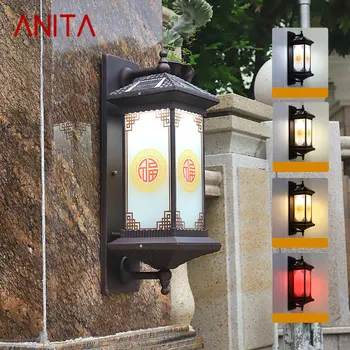 Солнечный настенный светильник ANITA, Винтажное уличное бра, Водонепроницаемое IP65 для домашнего Двора, декора балкона