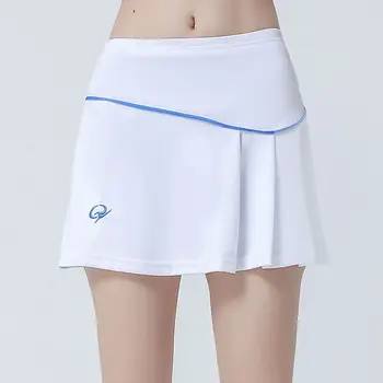 Спортивная короткая юбка Женская в пол-длины для бадминтона, йоги, бега, фитнеса, Быстросохнущая плиссированная юбка, непромокаемая белая теннисная юбка