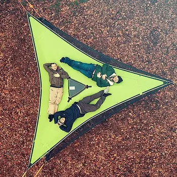 Треугольный Гамак на 3 4 5 человек, Переносная Сетчатая Подвесная Палатка на дереве, Кемпинг на открытом воздухе, Езда на велосипеде, Спальная кровать, Автомобиль с самостоятельным вождением, Пляжный коврик