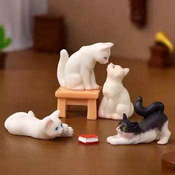 Украшение в виде кошки Животное Тонкого изготовления Реалистичные поделки в виде мини-кошек, Миниатюры, фигурки для дома