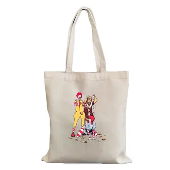 Фастфуд стрип-клуб графические сумки женщины холст сумки хозяйственные мешки ткани многоразовые сумки холст сумка