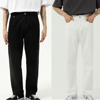 Черно-белые базовые Простые джинсы, мужские облегающие брюки, высококачественные официальные офисные мужские брюки в стиле хип-хоп