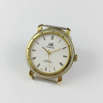 Шанхайский бренд 8120 с зубчатым ободом, желтым корпусом, белым циферблатом, ручные механические часы с диаметром ремешка 36 мм