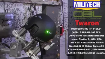 Шлем MILITECH FAST High Cut 3 В 1 NIJ 0101.06 III + и NIJ 0101.07 RF1 NIJ 0106.01 (MOD), совместимый с тестовым Видео, представленным OBL