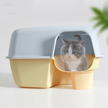 Ящик для кошачьего туалета Полностью закрытый, коридорного типа, подстилки для кошек, очень большой брызгозащищенный кошачий туалет, принадлежности для кошачьего туалета в проходе.
