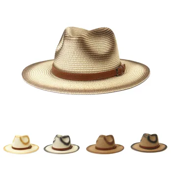 аэрозольная краска соломенная шляпа пояс аксессуары женская соломенная шляпа уникальный дизайн мужская соломенная шляпа для отдыха на открытом воздухе приморская шляпа от солнца